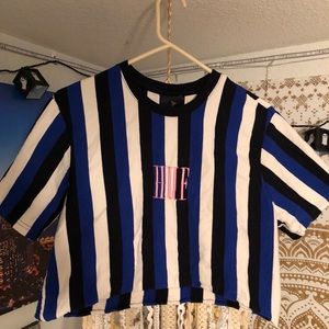 Striped HUF cropped short sleeve top